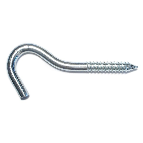 Midwest Fastener 1/4" x 31/32" x 4-1/8" Zinc Plated Steel Clothesline Hooks 100PK 51040 - main